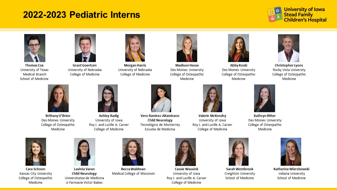 2022 to 2023 Stead Family Department of Pediatrics Residents