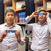 Dr. Ian Han demonstrating how to test your approved solar eclipse glasses