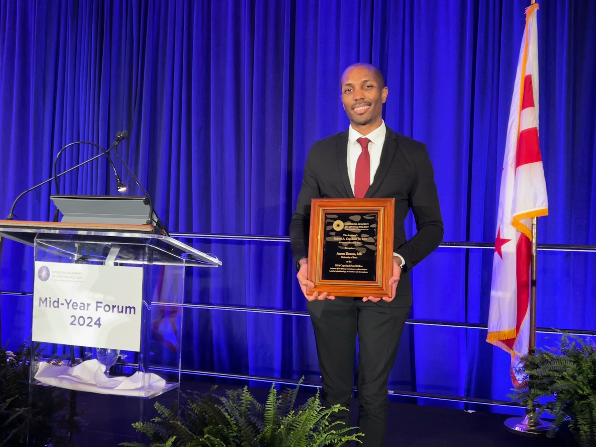 Aaron Dotson, MD, PGY4, 2024 recipient of the Robert A. Copeland Jr. Advocacy Education Award