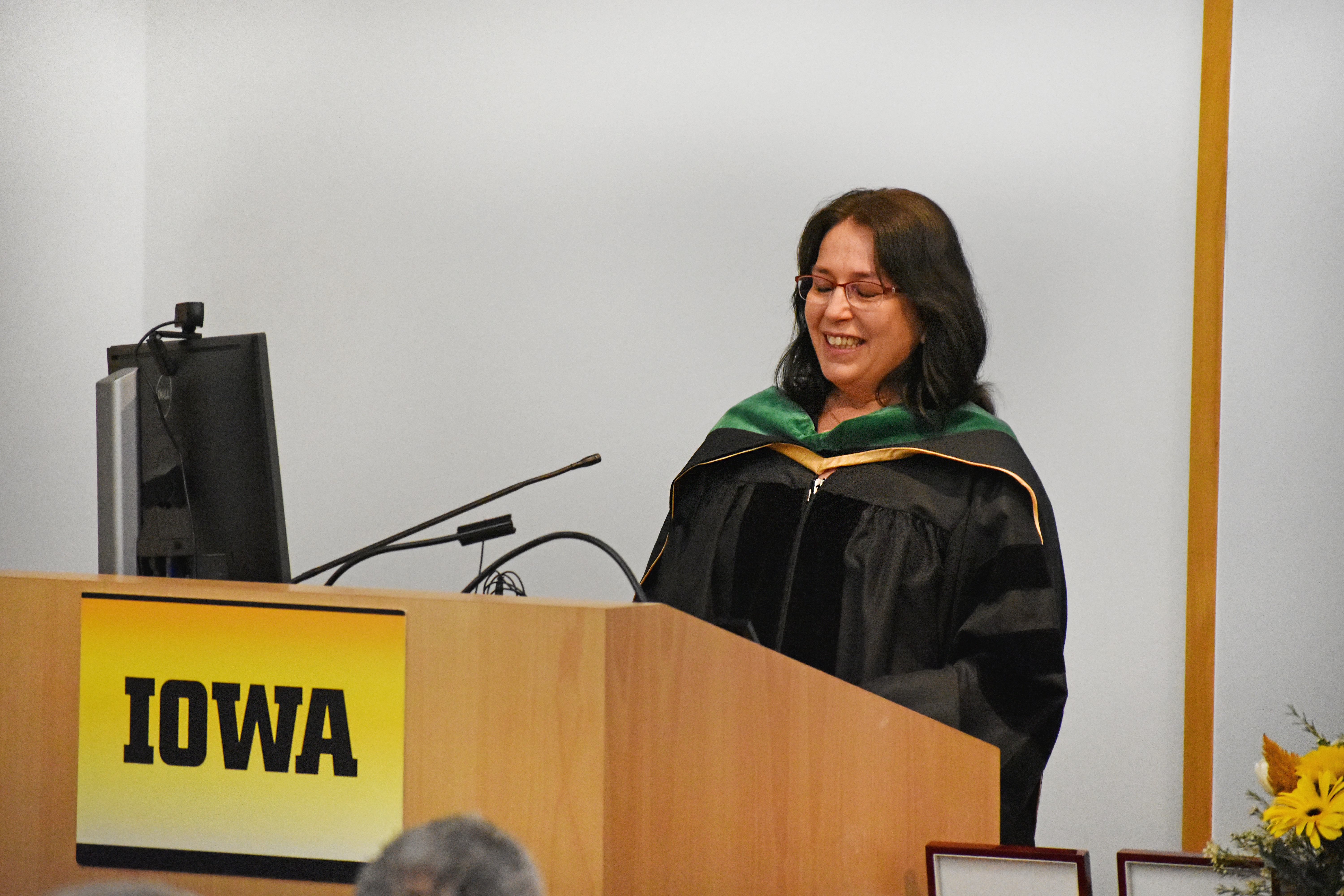 Alina Dumitrescu, MD recognized as the recipient of the Chakraborty Family Professorship in Pediatric Genetic Retinal Diseases at the 2023 Fall CCOM Investiture Ceremony