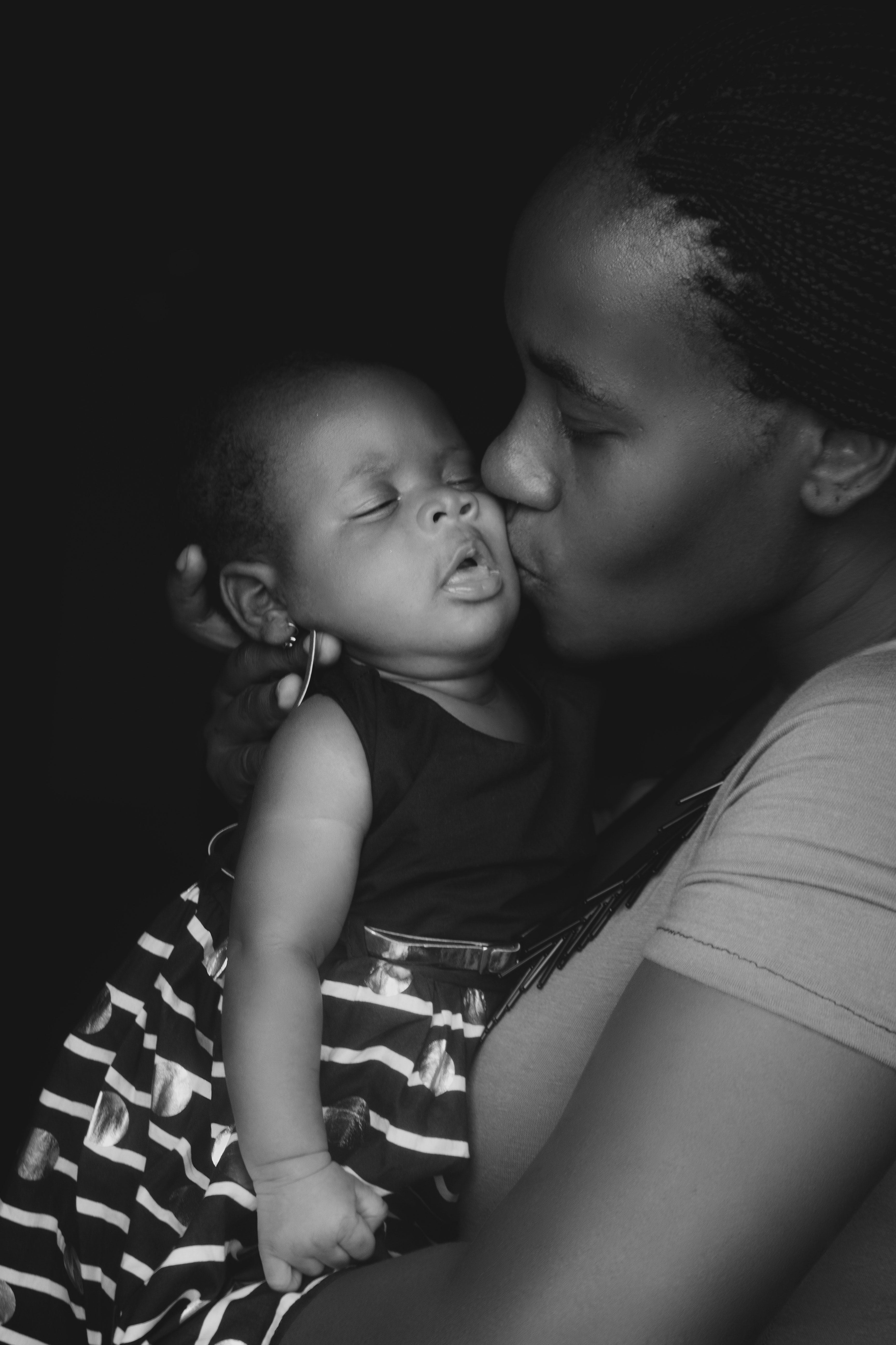 Mother kissing baby