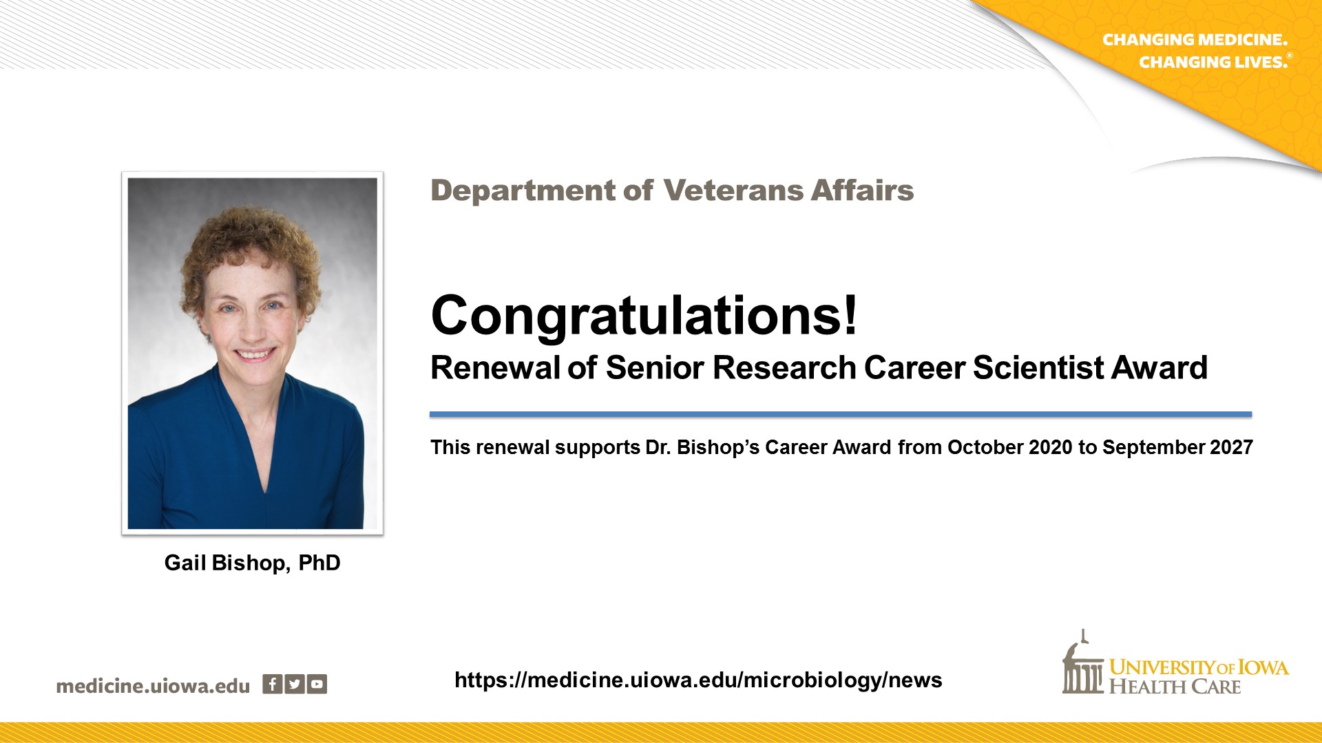 Gail Bishop Renewal of Senior Research Career Scientist Award