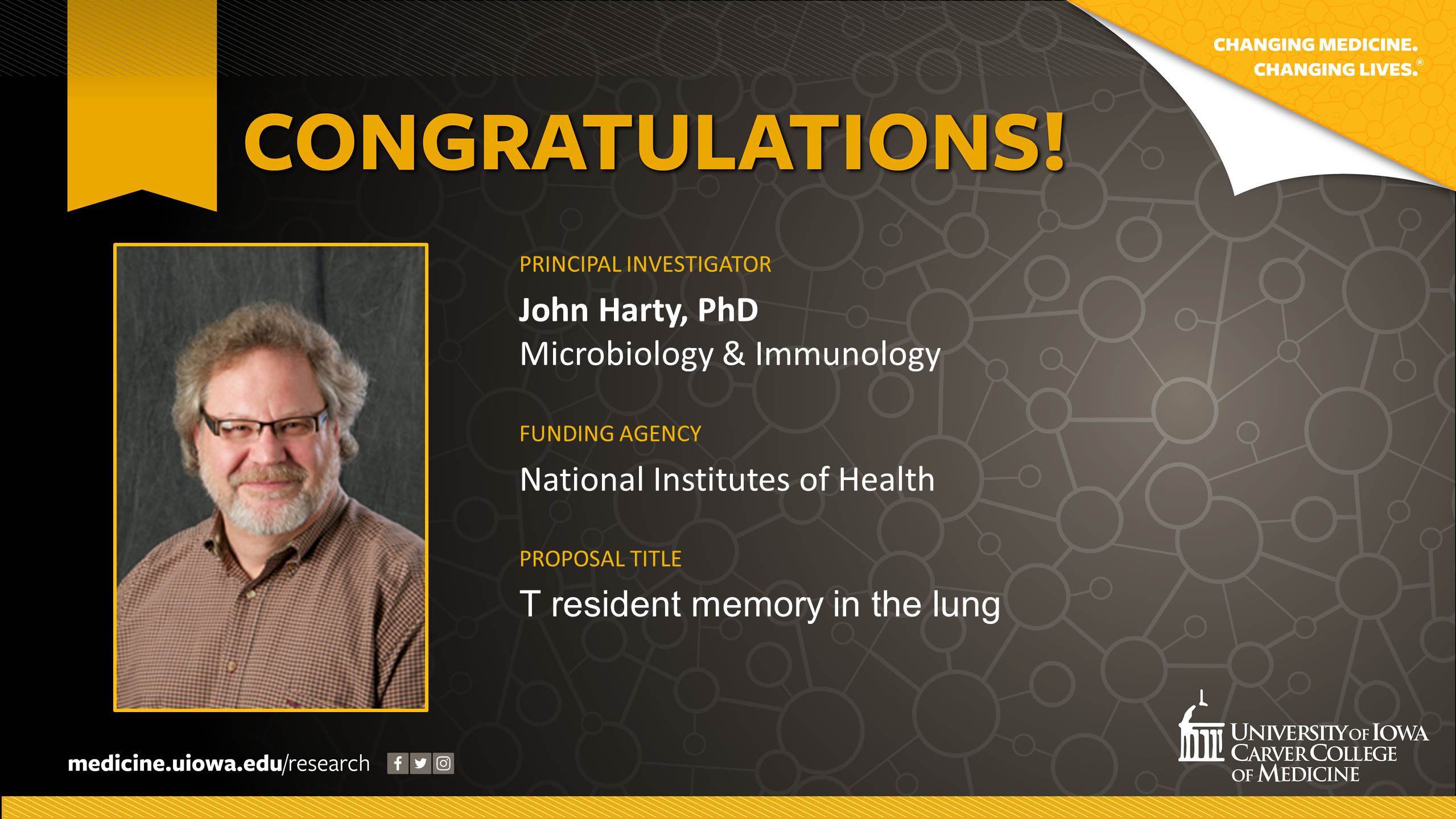 NEW FUNDING - John Harty, PI - National Institutes of Health