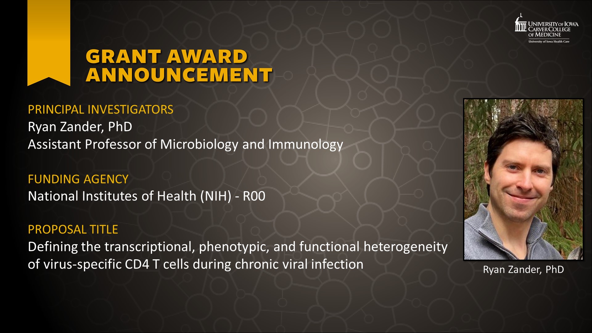 Ryan Zander image - new NIH funding announcement