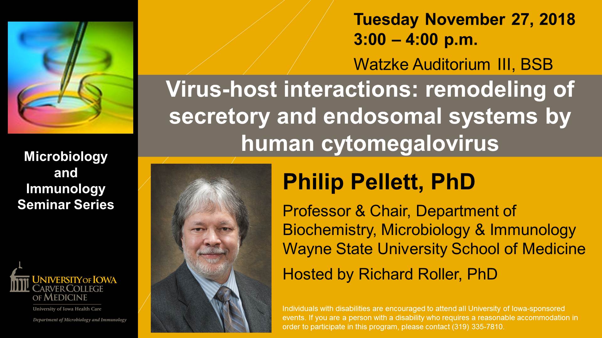 Seminar Speaker Philip Pellett, PhD, November 27, 2018