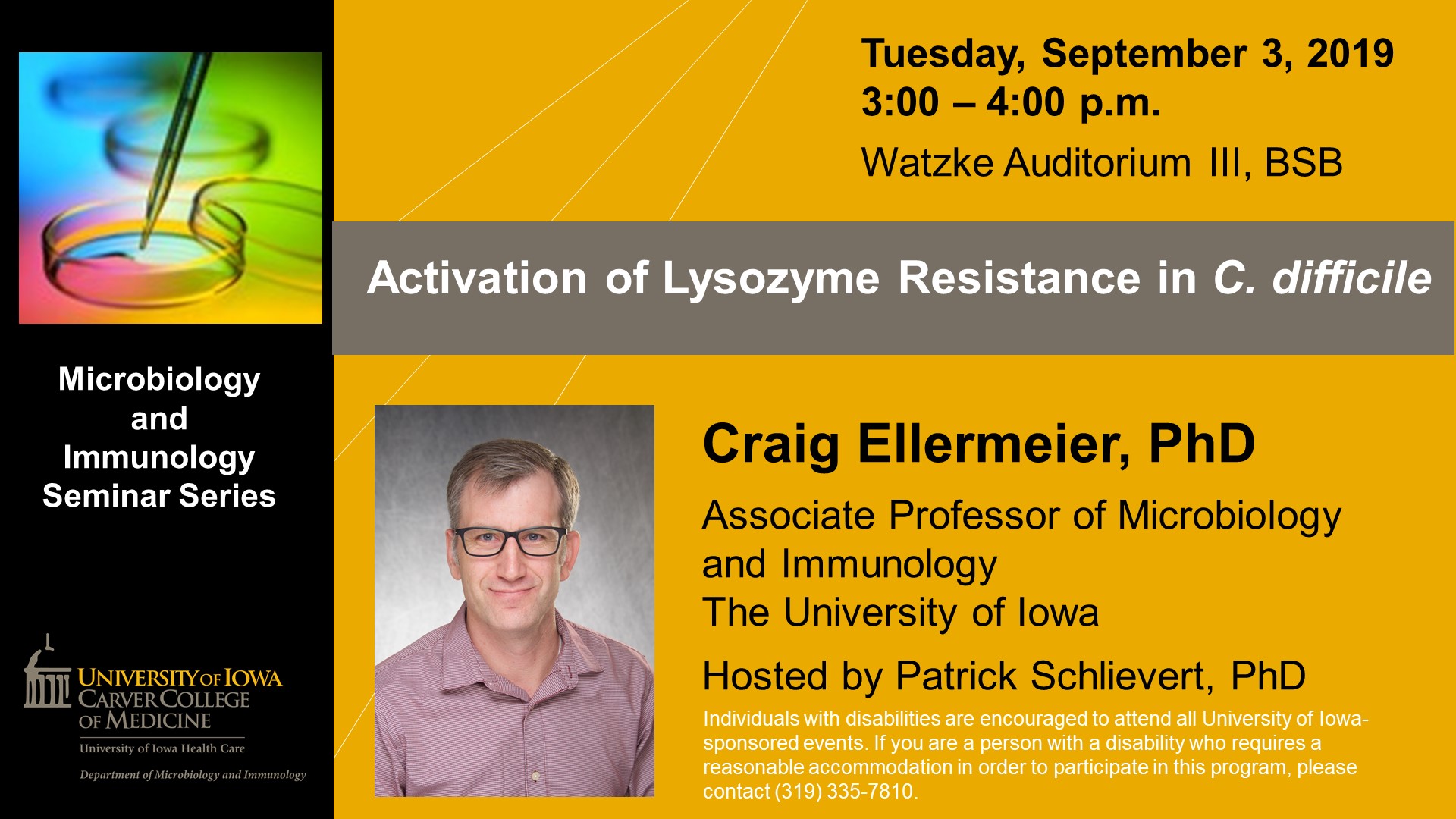 Seminar Speaker Craig Ellermeier September 2, 2019