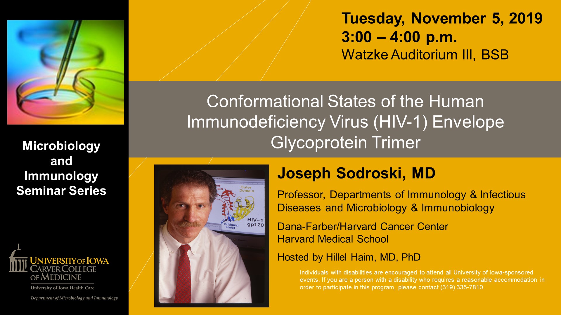 Seminar Speaker, Joseph Sodroski, MD - November 5, 2019