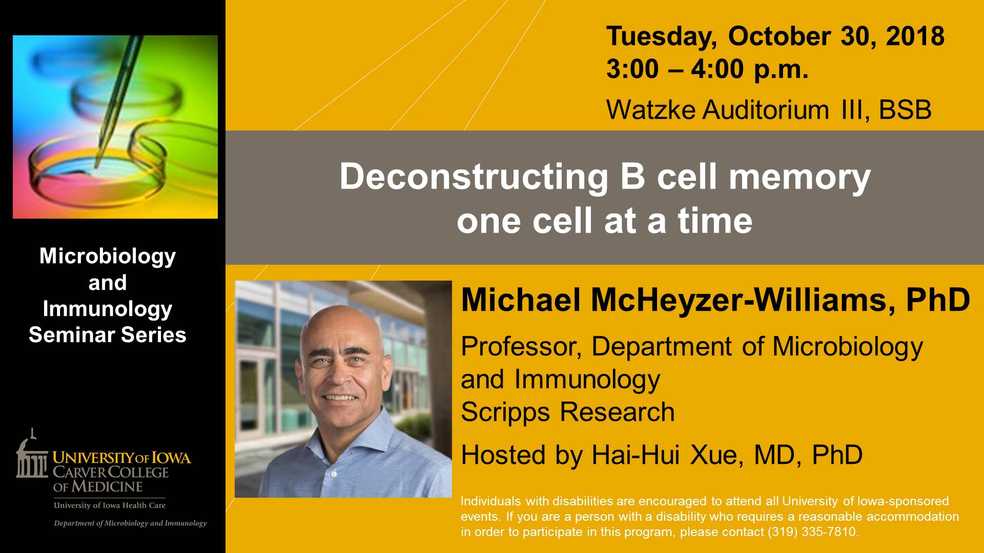 Seminar Speaker, Michael Mcheyzer-Williams, Phd - October 30, 2018