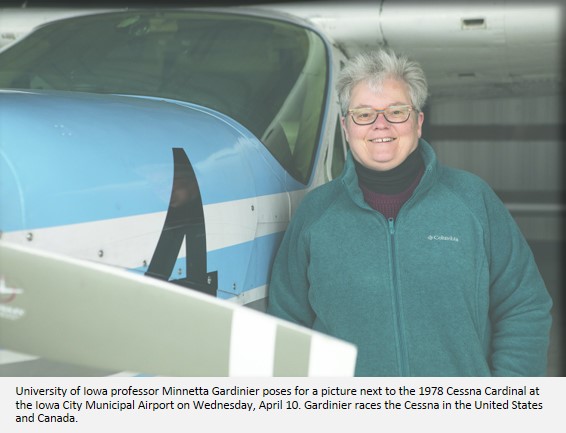 Photo of Minnetta Gardinier in front of 1978 Cessna Cardinal plane