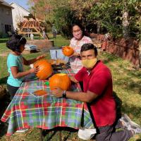 Pumpkin Carving: Fellows and their families carving pumpkins at Dr. Riad Rahhal’s home, Department of Pediatrics Fellowship Director.