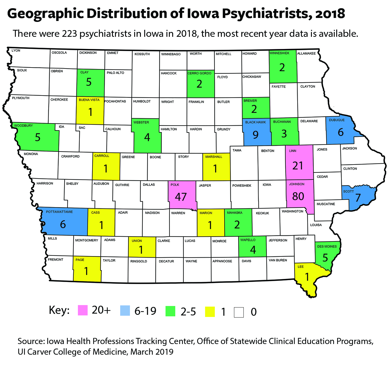 Psychiatrists by County in Iowa