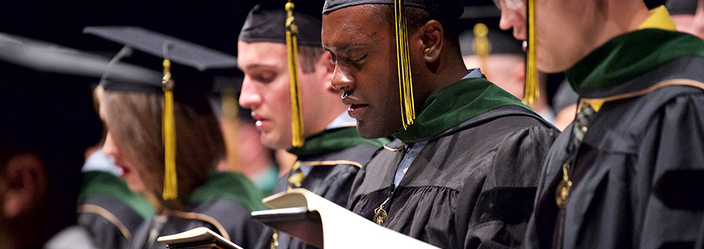 students at commencement ceremony