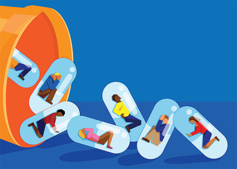illustration showing addictive medicine