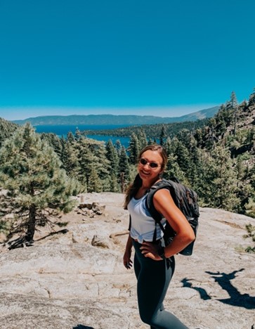 PA student Maddie Fortman hiking at Lake Tahoe, California.