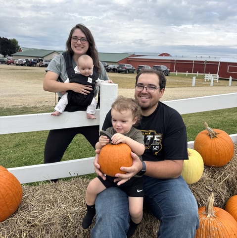 Sean Westendorf, MD, with his family at a pumpkin patch.