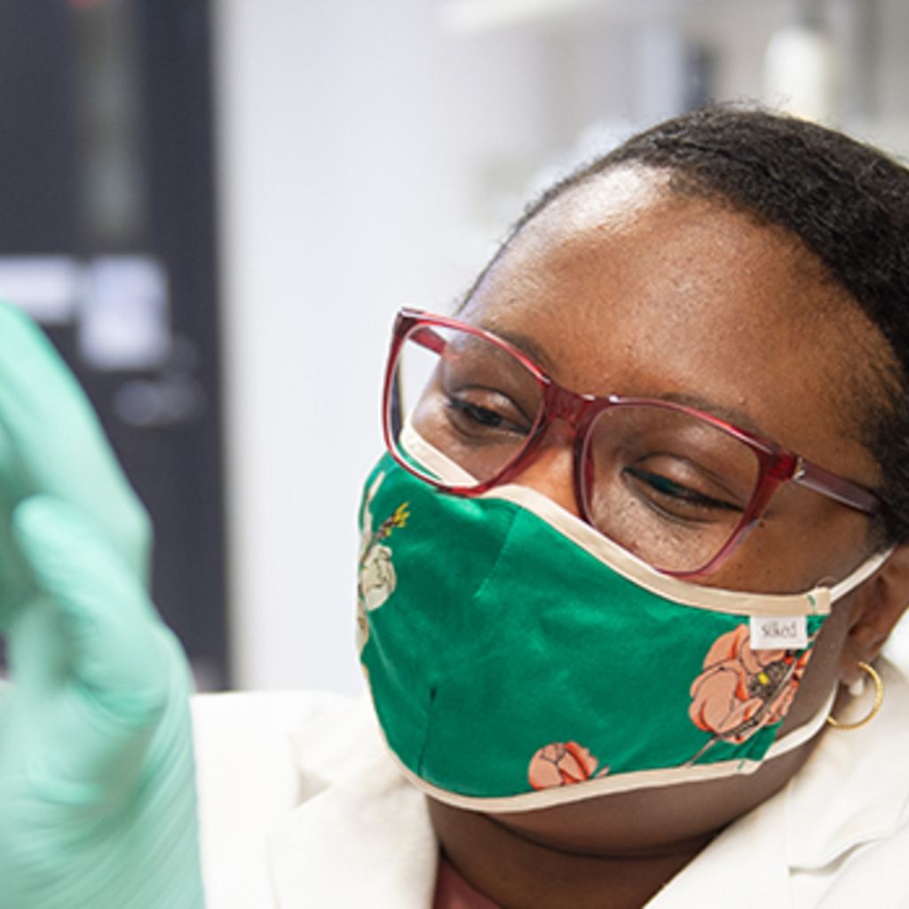 Angela Pack in the lab