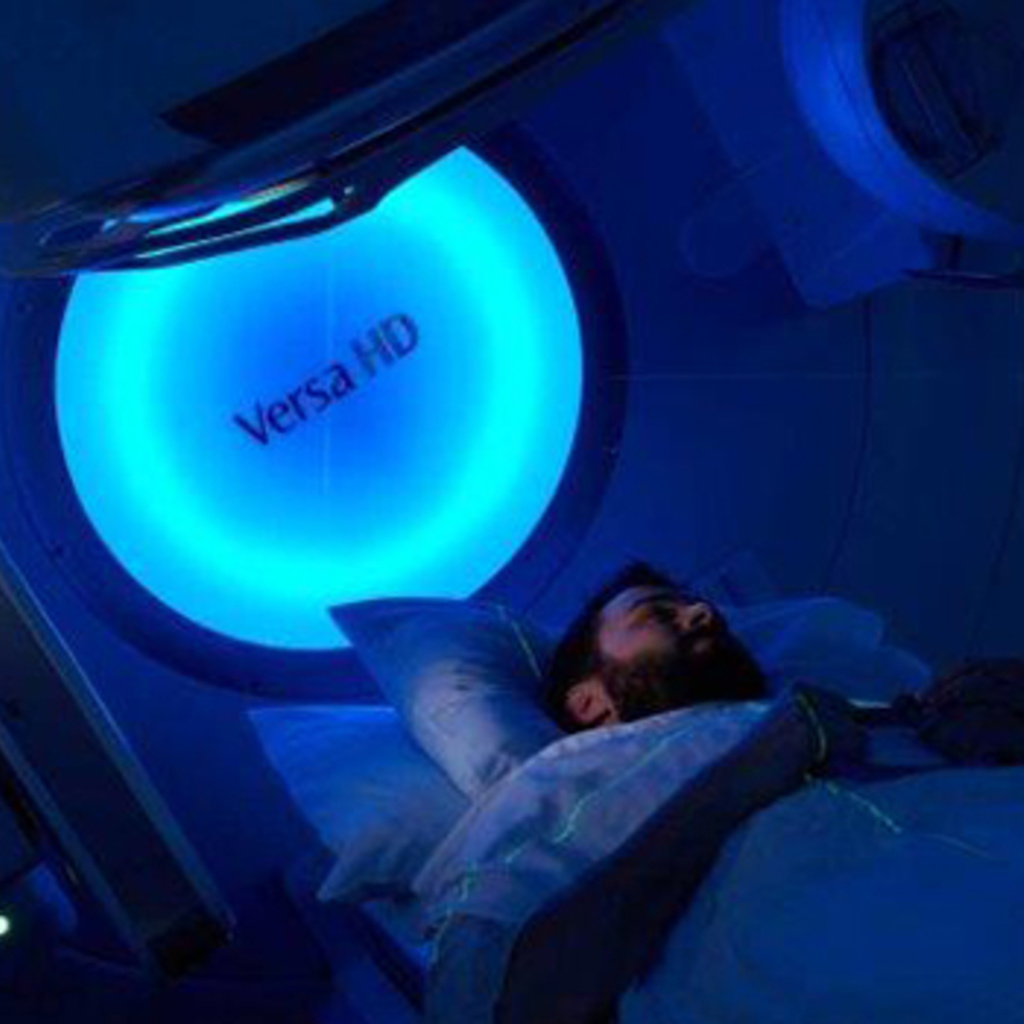 Radiation Therapy machine with patient and provider