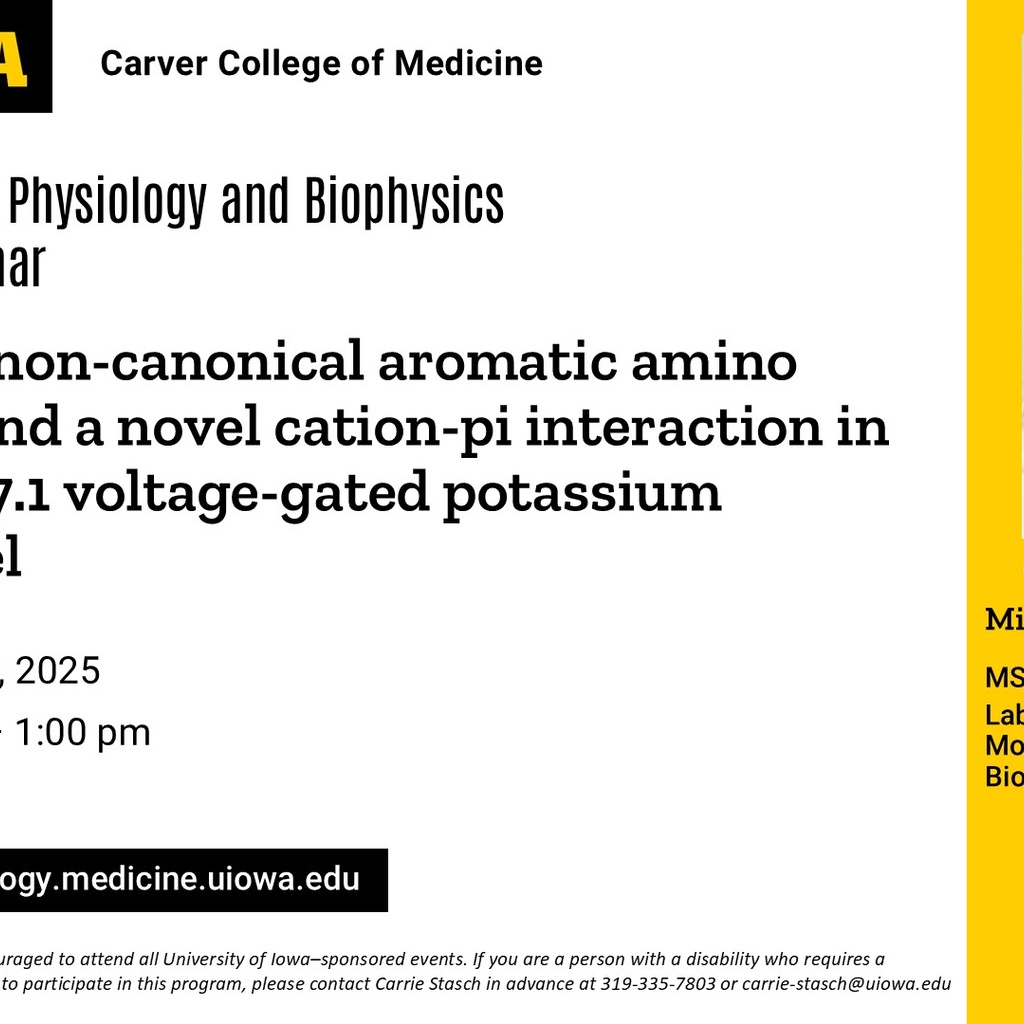 Molecular Physiology and Biophysics PhD Seminar, Miranda Schene promotional image