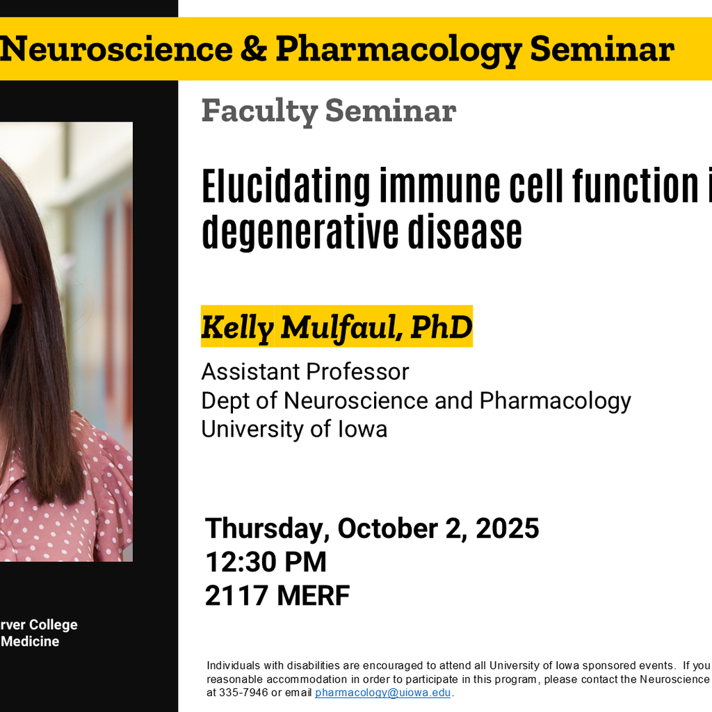 Neuroscience & Pharmacology Faculty Seminar - Kelly Mulfaul, PhD promotional image