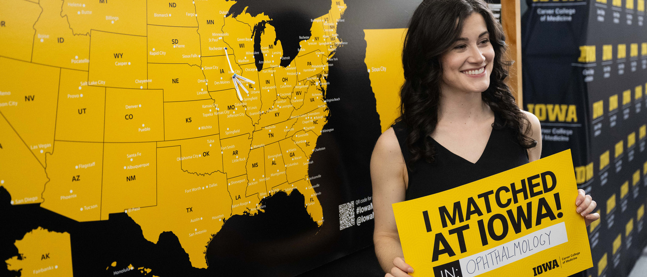 Match Day photo of a student who matched in Ophthalmology at the UI Health Care in 2025